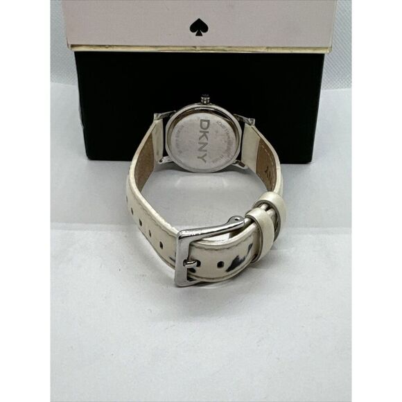 DNKY NY-8015 Women's White Leather Analog Dial Quartz Genuine Wrist Watch JNA175 - Picture 9 of 11